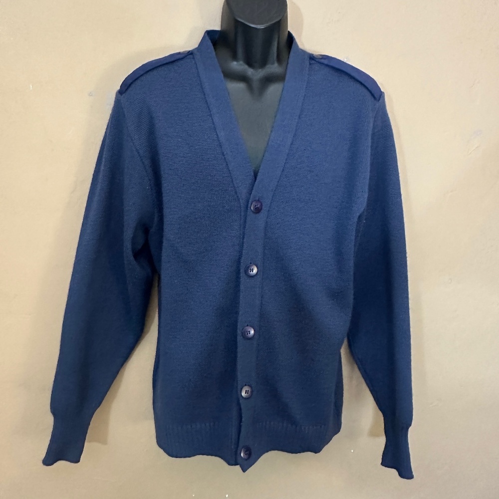 Navy Blue Men's Cardigan Sweater
